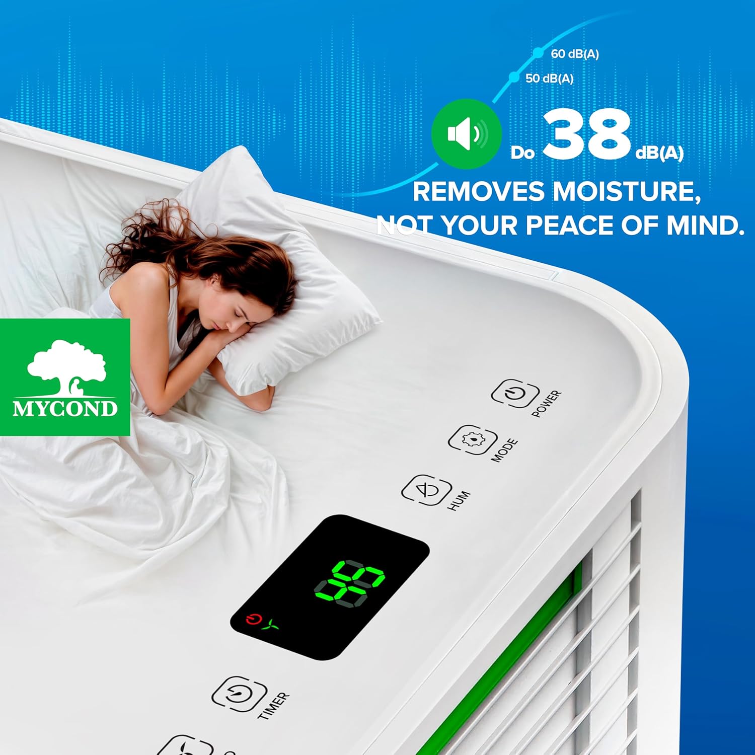Dehumidifier for home - MYCOND TIBO 10L/Day Compressor Small Dehumidifier, Quiet Operation ≤38dB