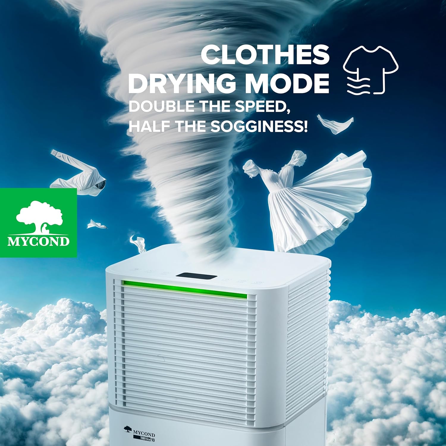Dehumidifier for home - MYCOND TIBO 10L/Day Compressor Small Dehumidifier, Quiet Operation ≤38dB